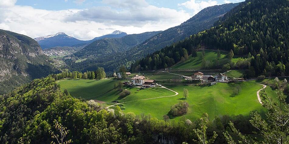 View of the Berggasthof Dorfner and the mountains